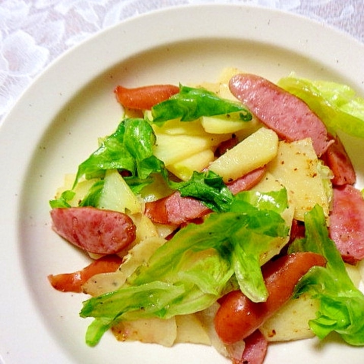 じゃがいもとソーセージとレタス炒め レシピ 作り方 By Libre 楽天レシピ